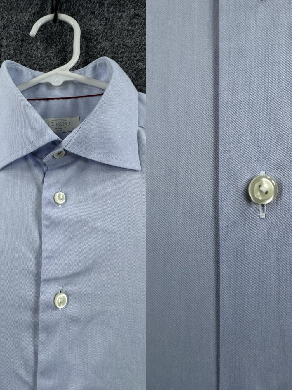 Eton 15.75 Blue Slim Men Long Sleeve Shirt Elegant Premium Work Button Up Cotton